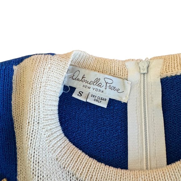 Antonella Preve Vintage 80's Small Blue/Cream Sweater Knit Dress Starfish Accent - Picture 7 of 10